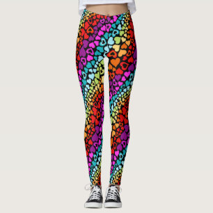 Leggings Valentine coulant des coeurs d'amour d'arc-en-ciel