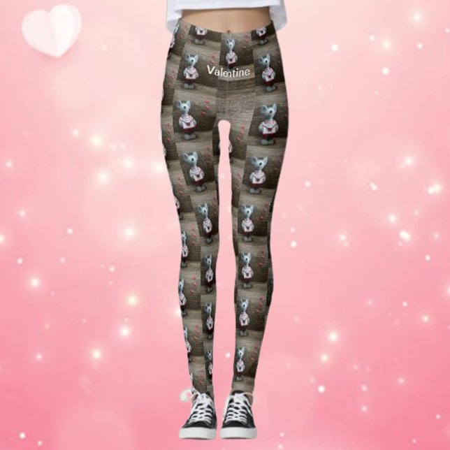 Leggings Valentine Mouse Hearts Pays Bois rustique tendance (Créateur téléchargé)