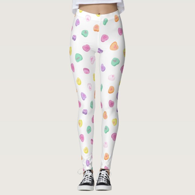 Leggings Valentines Day Candy Hearts Motif (Devant)