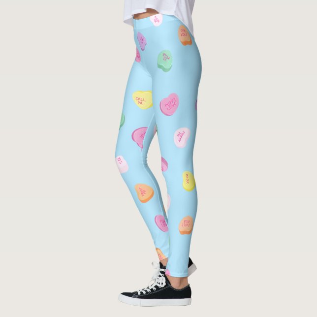 Leggings Valentines Day Candy Hearts Motif (Gauche)
