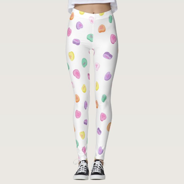 Leggings Valentines Day Candy Hearts Motif (Devant)
