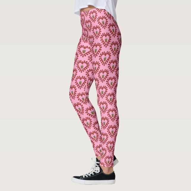 Leggings Valentines Day Love Heart Acorn (Gauche)