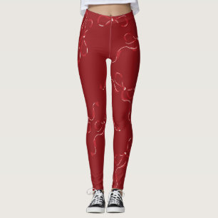 Leggings Valentines Day Moderne Rouge Retro Vaches Cadeau
