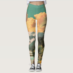 Leggings Vallée Tropicale Surréelle Avec Palmiers