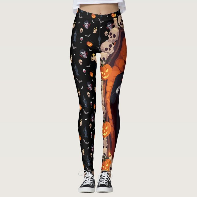 Leggings 🦇 Vampire Gothique Halloween Leggels 🎃 Black 🖤 (Devant)