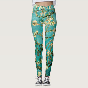 Leggings Van Gogh Bright Bleu Vert Floral Amandiers