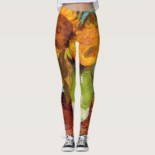 Leggings Van Gogh - Trois tournesols dans un vase - Beaux-a