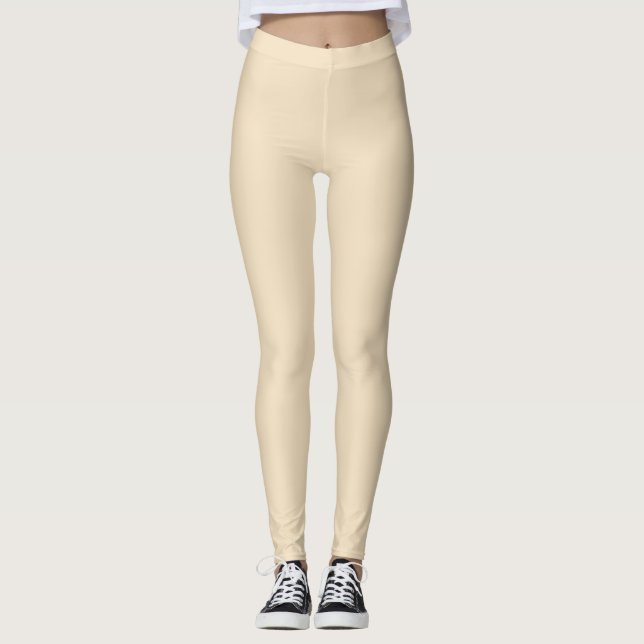 Leggings Vanille Beige couleur solide (Devant)