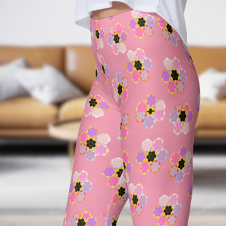 Leggings Vanille rose douce Motif couleur miel
