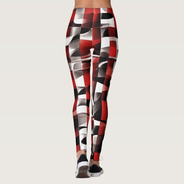 Leggings Variation rouge, blanche et noire À damiers Leggin (Dos)