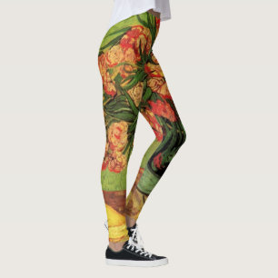 Leggings Vase avec des lauriers roses et des livres de Vinc