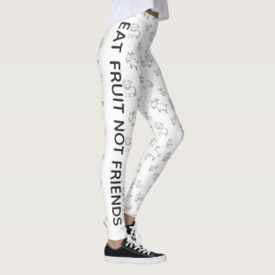 Leggings Vegan Eat fruit pas d'amis animaux de dessin animé