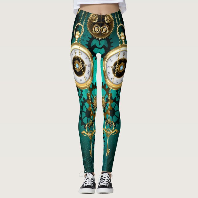 Leggings Veille bijoux Steampunk sur un Arrière - plan vert (Devant)