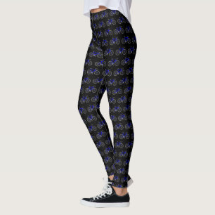 Leggings Vélos Bleus Sur Noir