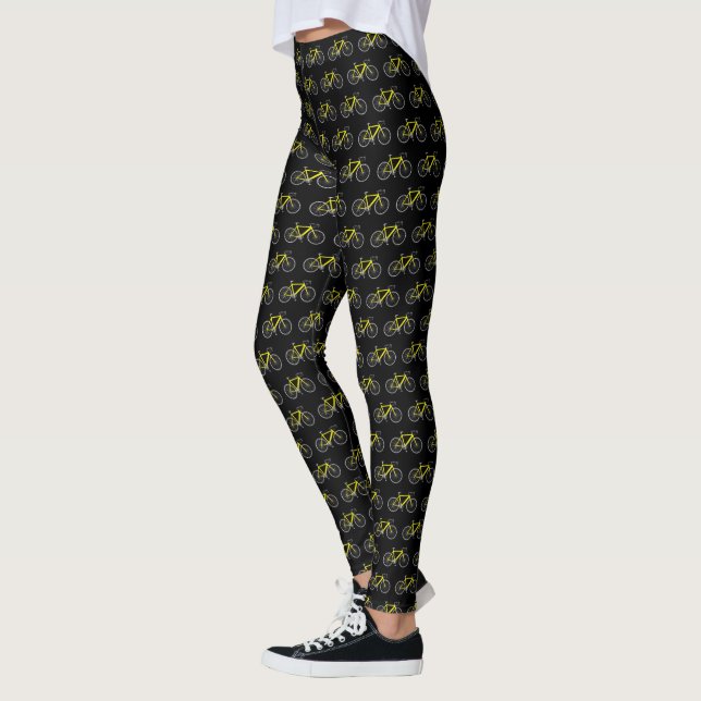 Leggings Vélos Jaunes Sur Noir (Gauche)