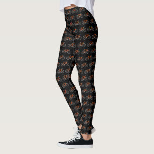 Leggings Vélos orange en noir
