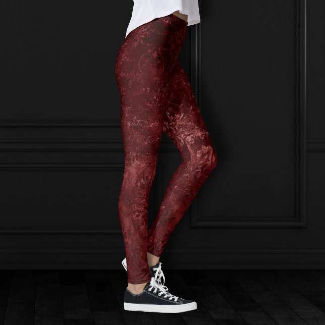 Leggings Velvety Henna Damask | Grunge rouge (Créateur téléchargé)