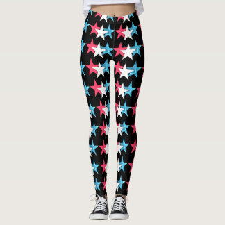 Leggings Vendredi Red, Wh et Bl Stars Design