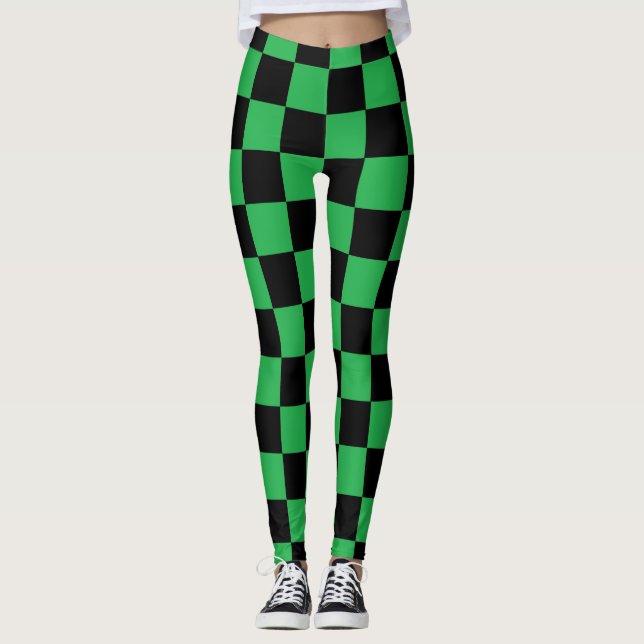 Leggings Vérifié Contour Vert et Noir (Devant)