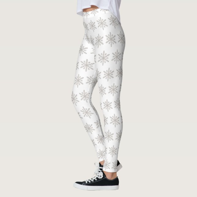 Leggings Véritable Motif Silver Snowflake (Gauche)