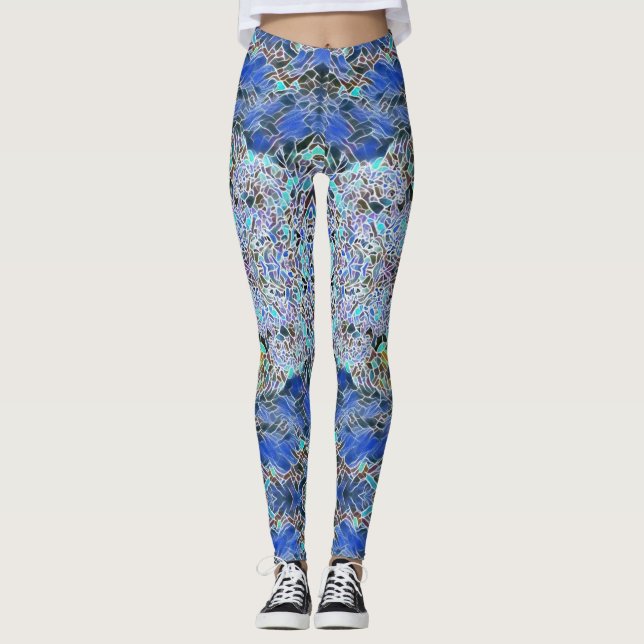 Leggings Verre abstrait art blues lavande (Devant)