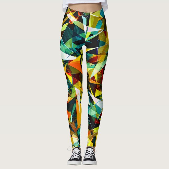 Leggings Verre cristal coloré géométrique abstrait moderne (Devant)
