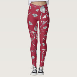 Leggings Verre et diamants brisés en rouge