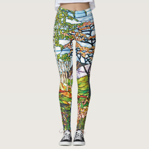 Leggings Verre souillé de Tiffany de bouleau d'iris de