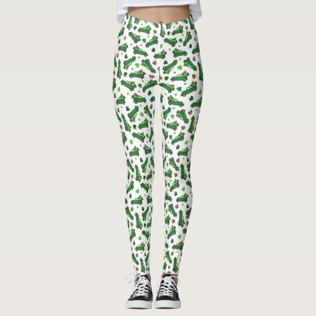 Leggings Vert à carreaux jour de la Saint-Patrick Camion Fe (Devant)