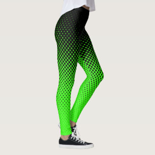 Leggings Vert au néon noir tramé