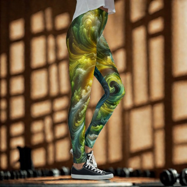 Leggings Vert brillant Abstrait moderne (Créateur téléchargé)