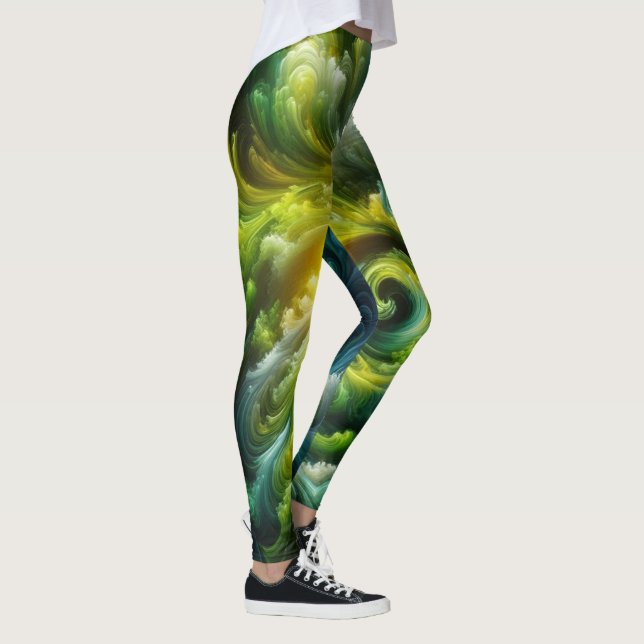 Leggings Vert brillant Abstrait moderne (Droite)