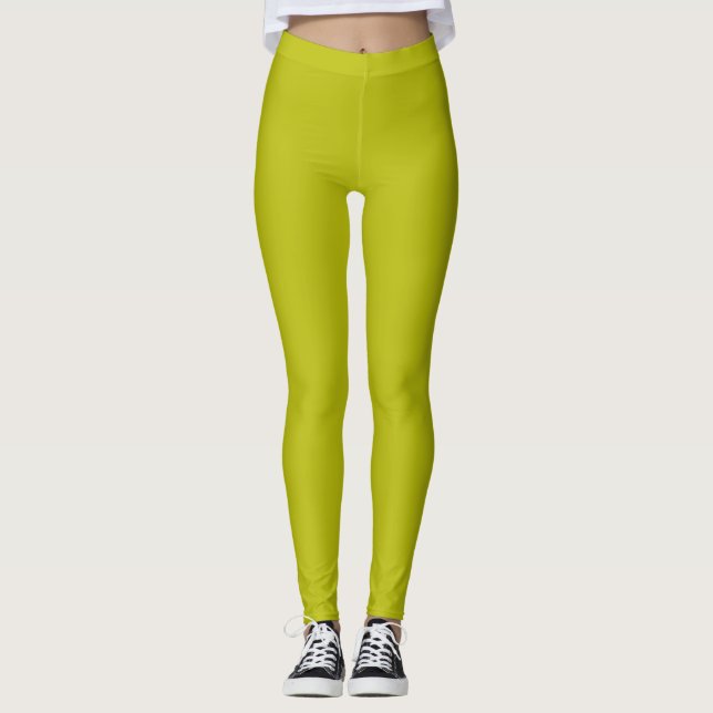 Leggings Vert Chartreuse Simple Uni Couleur Unie (Devant)