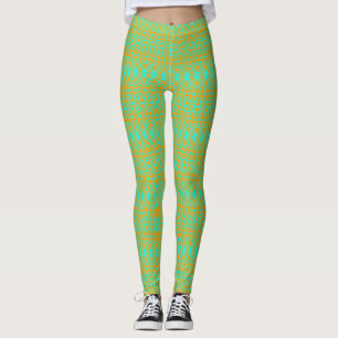 Leggings Vert clair et Motif orange