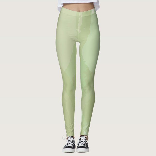 Leggings Vert, cool, aquarelle tendance motif abstrait (Devant)