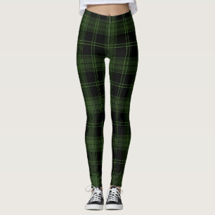 Leggings Vert, Couleurs Noires, Tartan Twill Pomme Verte