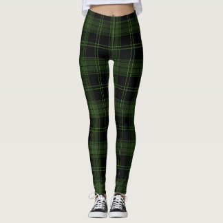Leggings Vert, Couleurs Noires, Tartan Twill Pomme Verte