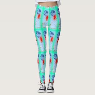 Leggings vert de beauté aux cheveux noirs
