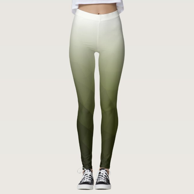 Leggings Vert de l'armée Dégradé de blanc Motif de maille g (Devant)