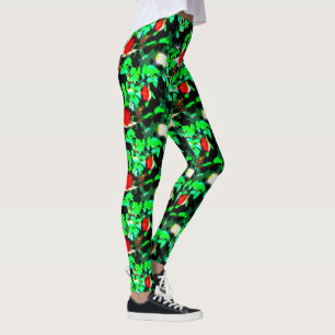 Leggings vert de roses rouges