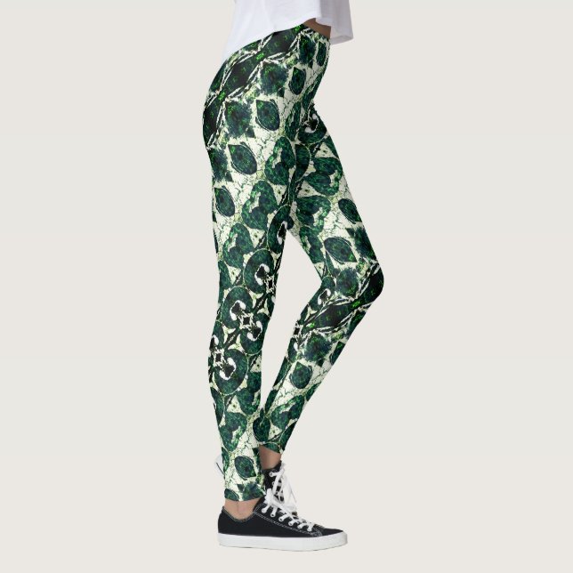 Leggings vert émeraude brut répété sous texture blanche t (Droite)