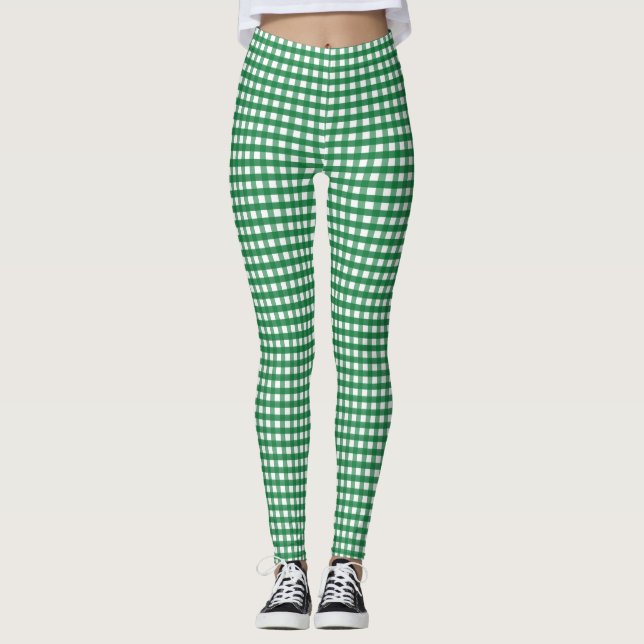 Leggings Vert et blanc Checkered (Devant)