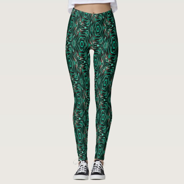 Leggings Vert ethnique. (Devant)