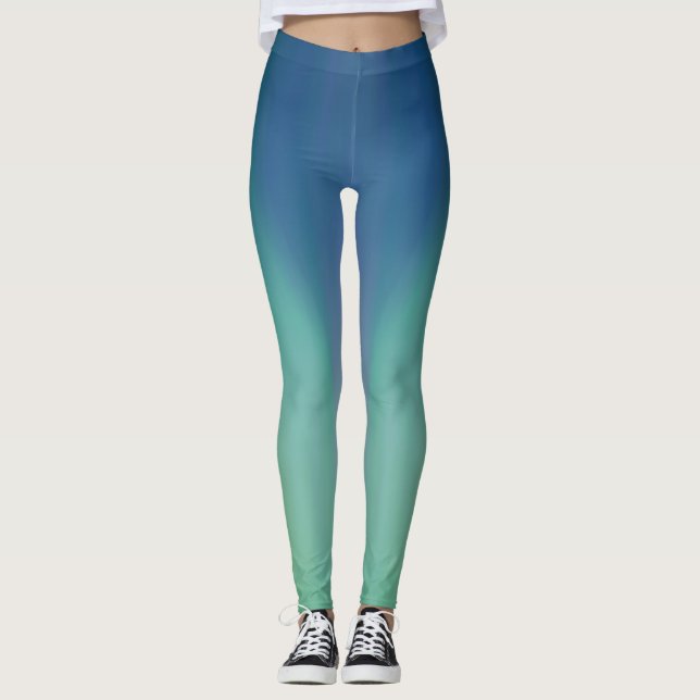 Leggings Vert fini bleu de lumières du nord (Devant)