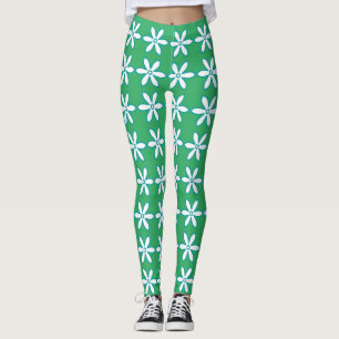 Leggings vert fleur