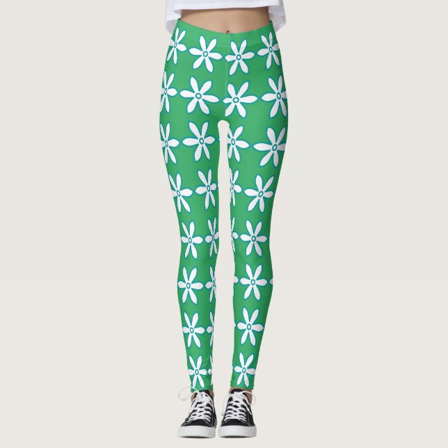 Leggings vert fleur (Devant)