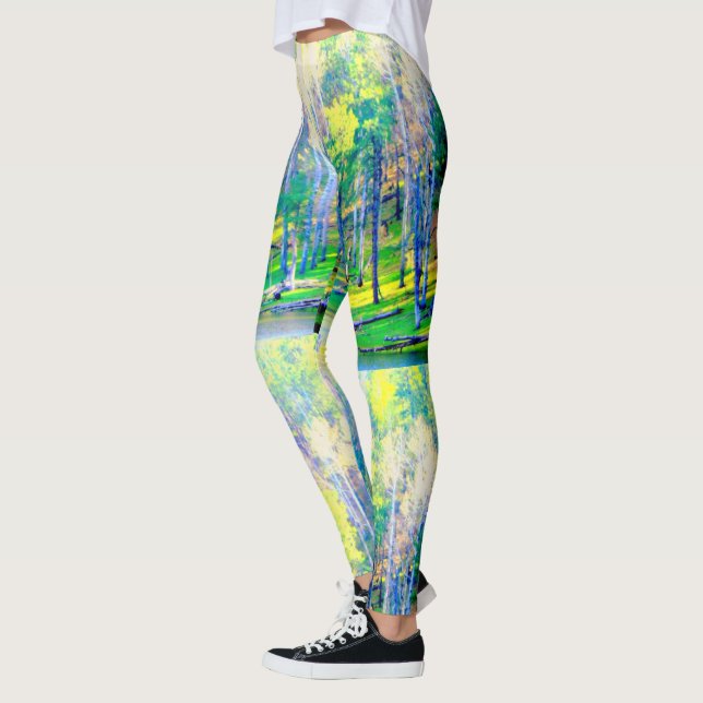Leggings vert jaune de la forêt printanière (Gauche)