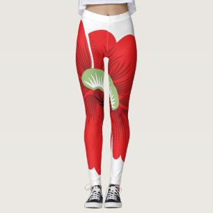 Leggings Vert jaune, Rouge cornelle anthurium Design