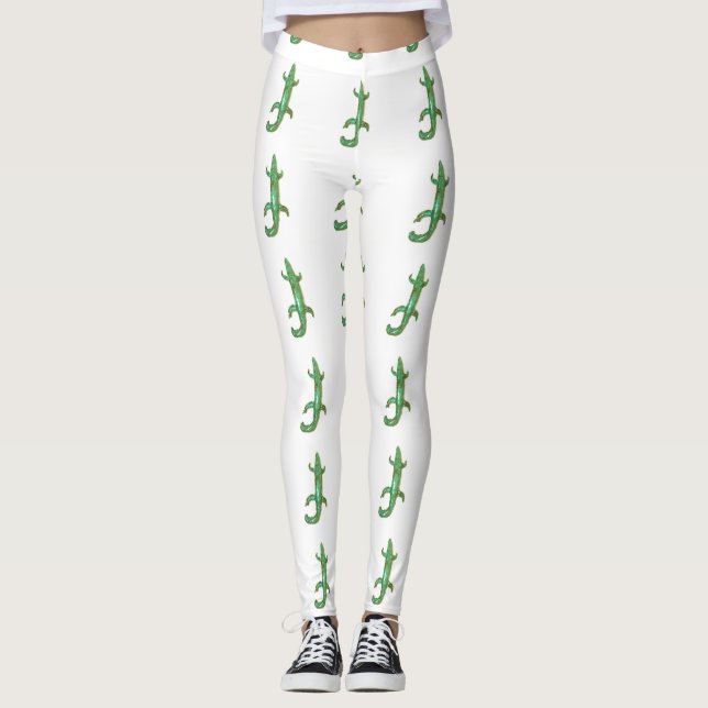 Leggings vert lézard blanc (Devant)