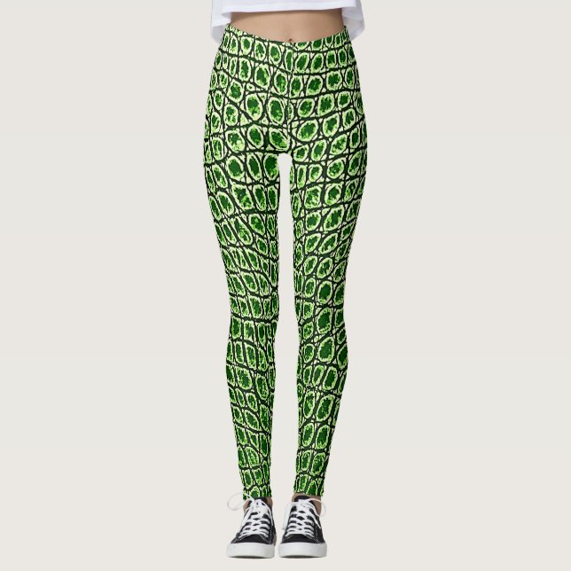 LEGGINGS VERT LUMINEUX DE FEUILLE DE CUIR VINTAGE (Devant)